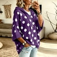 thumbnail image 5 of Domzest Womens Oversized Hooded Knit Sweater V Neck 3/4 Sleeve Drawstring Hoodies 2026 Fall Casual Lightweight Pullover Sweater Plus Size Dark Purple XL, 5 of 7