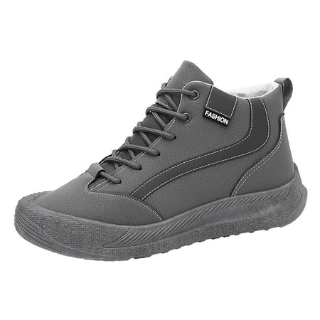 

Ediodpoh Men Outdoor Winter New Simple and Versatile Cotton Shoes Thick Plush Casual Sports Snow Boots Men Shoes Grey 9