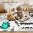 thumbnail image 4 of ODIKA 2'x3' Black White Gray Pixelated Digital Mosaic Washable Throw Rug Contemporary Geometric Blocks Modern Abstract for Hallway, Study Room, Non-Slip Low Profile, Flatwoven, 4 of 7