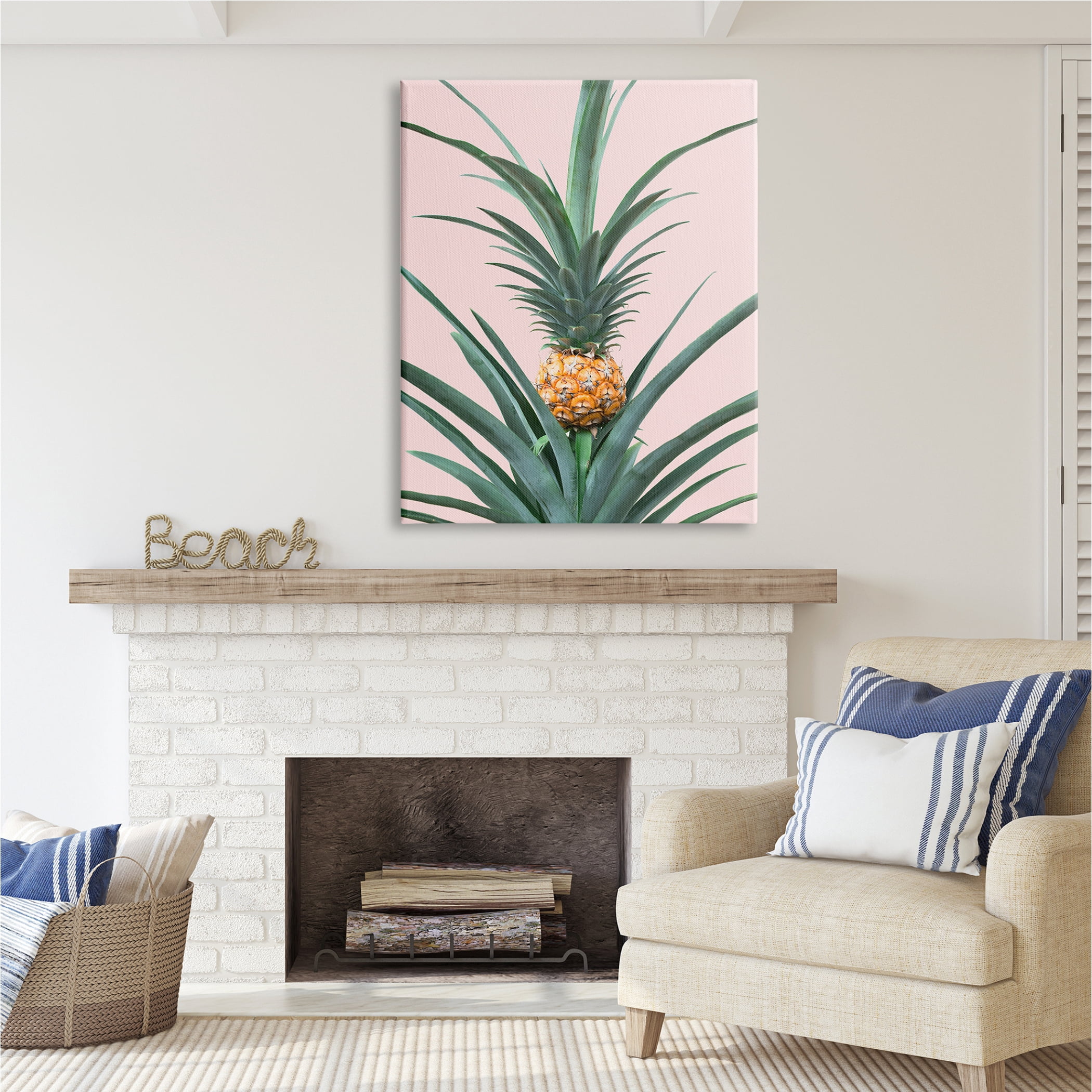 Stupell Industries Pineapple Plant on Pink Food & Beverage Photography Gallery Wrapped Canvas Print Wall Art, 36 x 48