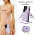 thumbnail image 3 of Compatible with Samsung Galaxy S25 Ultra 5G Wallet Phone Case Tempered Glass Screen Protector Wrist Crossbody Strap Stand Credit Card Holder RFID Slot Cell Cover for S25Ultra 25S Women Girls Purple, 3 of 10