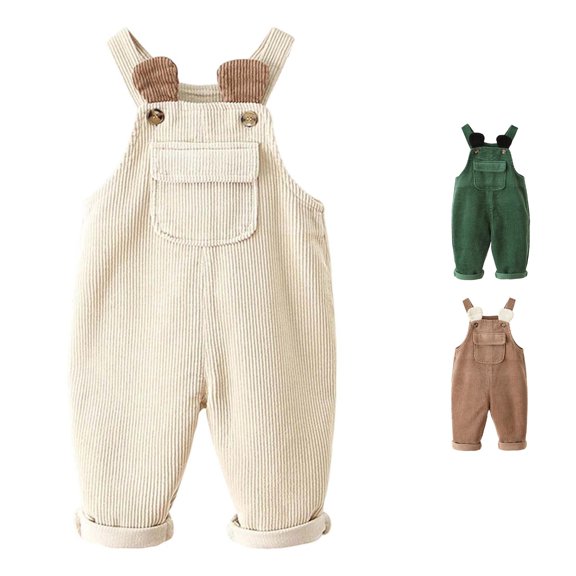WhouRiu Baby Boys Solid Color Ribbed Pants Casual Warm Loose Fit Dungarees Kids Autumn Winter Soft Comfortable Everyday Trousers,6-12 Months