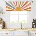thumbnail image 2 of Sun Pastel Kitchen Curtain Valance 54W x 18H Rod Pocket Vintage Retro Colorful 70s Sunrise Sunset Window Treatment for Living Room Bedroom Bathroom Party, 2 of 7
