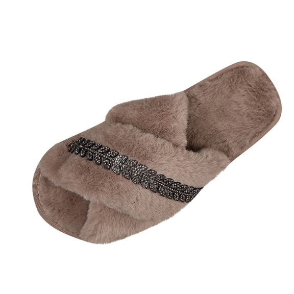 Wensltd Women's Flat Slippers with Memory Foam Indoor Outdoor Soft Warm Fuzzy House Slippers