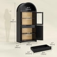 thumbnail image 2 of 72" Tall Arched Kitchen Pantry Cabinet with LED Light, Hidden Drawer & Glass Door, Adjustable Shelves for Living & Dining Room, Black, 2 of 7