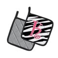thumbnail image 2 of Monogram Initial K Zebra Stripe and Pink Pair of Pot Holders, 2 of 2
