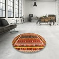 thumbnail image 4 of Ahgly Company Machine Washable Indoor Round Contemporary Sand Brown Area Rugs, 4' Round, 4 of 7