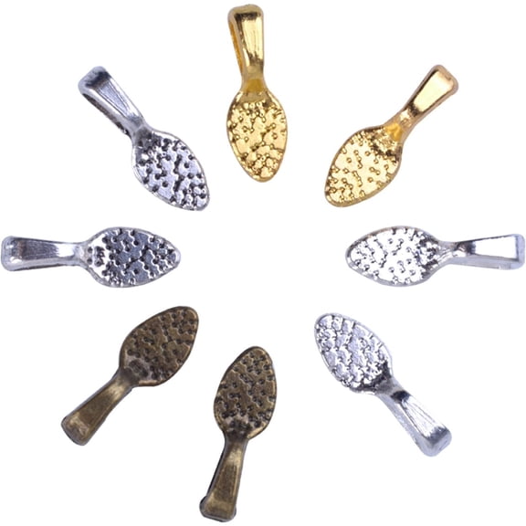 200PCS 4 Colors，Spoon Glue on Bails for Earrings Pendants Charms Jewelry Making Crafting Mixed