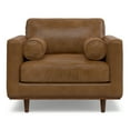 thumbnail image 6 of Simpli Home Morrison 42 inch Wide Mid-Century Modern Arm Chair in Caramel Brown Genuine Leather, 6 of 12
