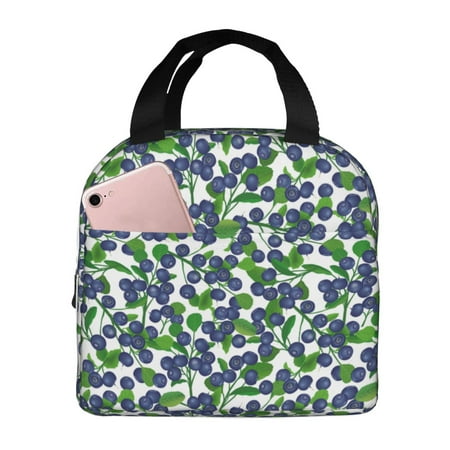 Insulated Lunch Bag for Women Men - leaf Blueberry green Leakproof Cooler Lunch Box for Women Men  Lunch Tote Bags for Work School Picnic Travel
