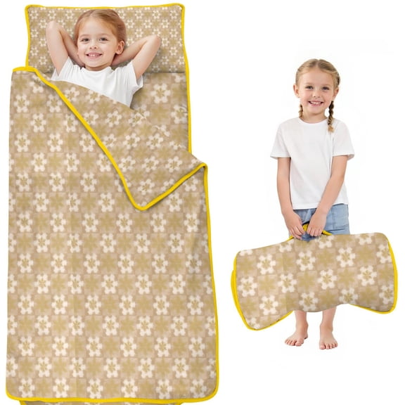 Golden Christmas Pattern Toddler Nap Mats for Kids Preschool,50"x20" Sleeping Mat Bag or Kids,Toddler Sleeping Bag,Toddler Nap Mat or Daycare