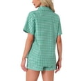 thumbnail image 3 of INSPIRE CHIC Women's Plaid Pajama Sets 2 Piece Pjs Short Sleeve Button Down Shirt and Shorts with Pockets XL Green, 3 of 4