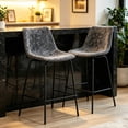 thumbnail image 3 of Abble 24 in. Kitchen Use Charcoal Faux Leather Upholstered Counter and Bar Stool(Set of 2), 3 of 10