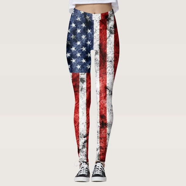 WILLBEST Leggings Para Mujer Del 4 de Julio, Para Yoga, Correr, Fitness, Cintura Alta, Para Gimnasio, Cómodos y Elásticos. Grande