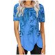 thumbnail image 1 of Blusas de Manga Corta para las Mujeres Botón Impreso Cuello Redondo Top Casual, Blusas para las Mujeres Casual, 1 of 5