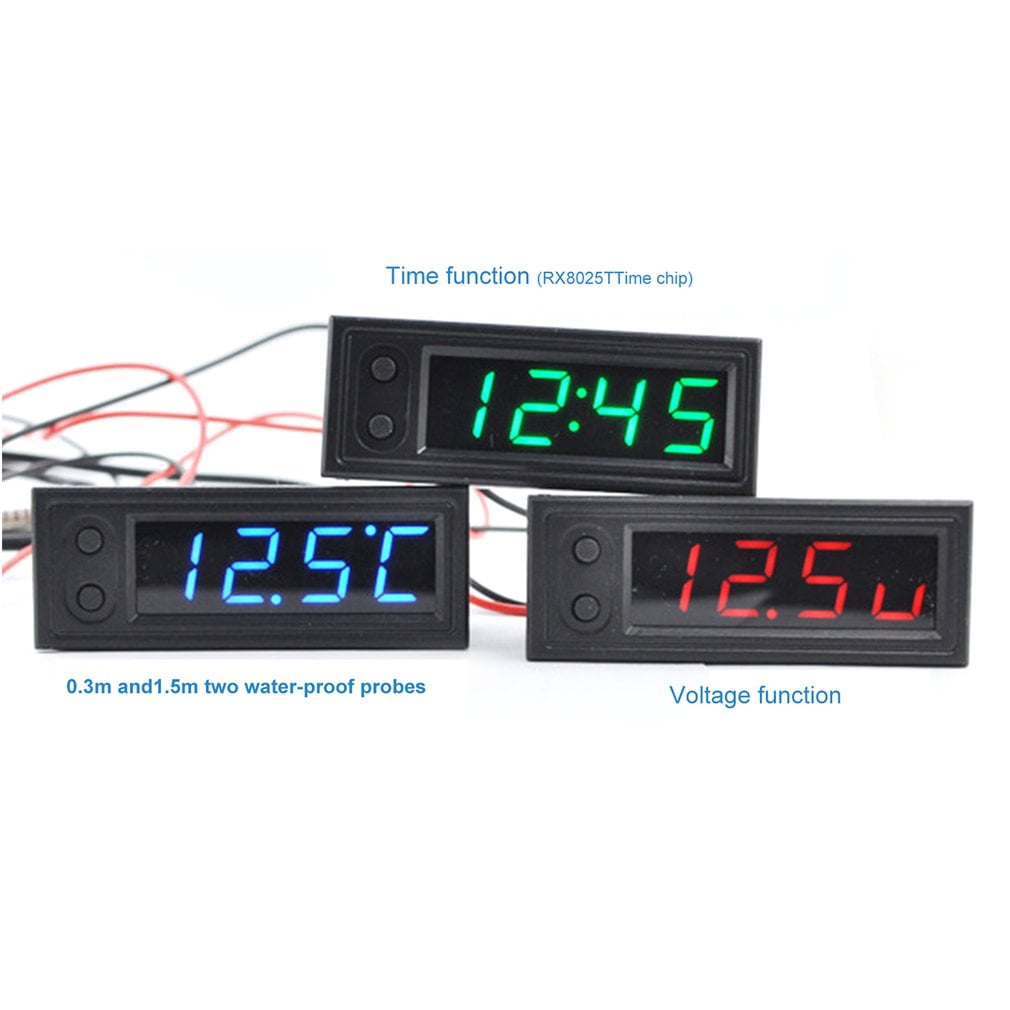 OUTAD 3in1 Car Vehicle Clock Digital Tube LED Voltmeter Thermometer