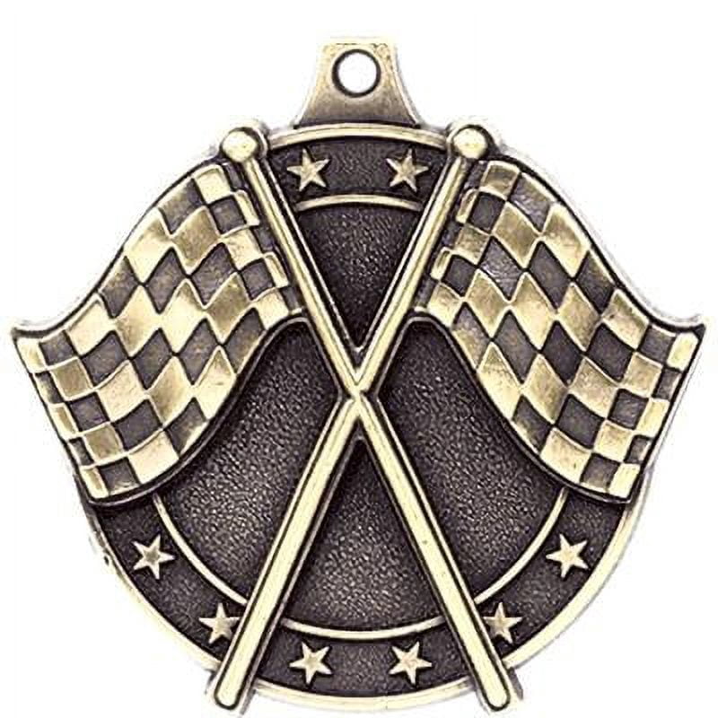 Crossed Flags Medals, 2" Gold Diecast Crossed Flags Medal Award 5 Pack