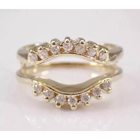 Wrap Ring Guard Enhancer 2 CT Round Cut White Moissanite 14K Yellow Gold Plated