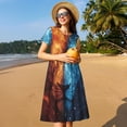 thumbnail image 4 of Vsdgher Red And Blue Fire Lion for Womens Summer 2025 Casual Midi Maxi Dresses Lightweight Short Sleeve Round Neck Beach Dress -Medium, 4 of 7