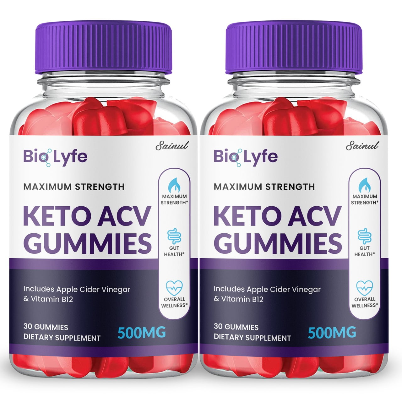 BioLyfe ACV Gummies, Maximum Strength for Weight Management, Apple Cider Vinegar, 2 Month Supply Dietary Supplement (2 Pack)