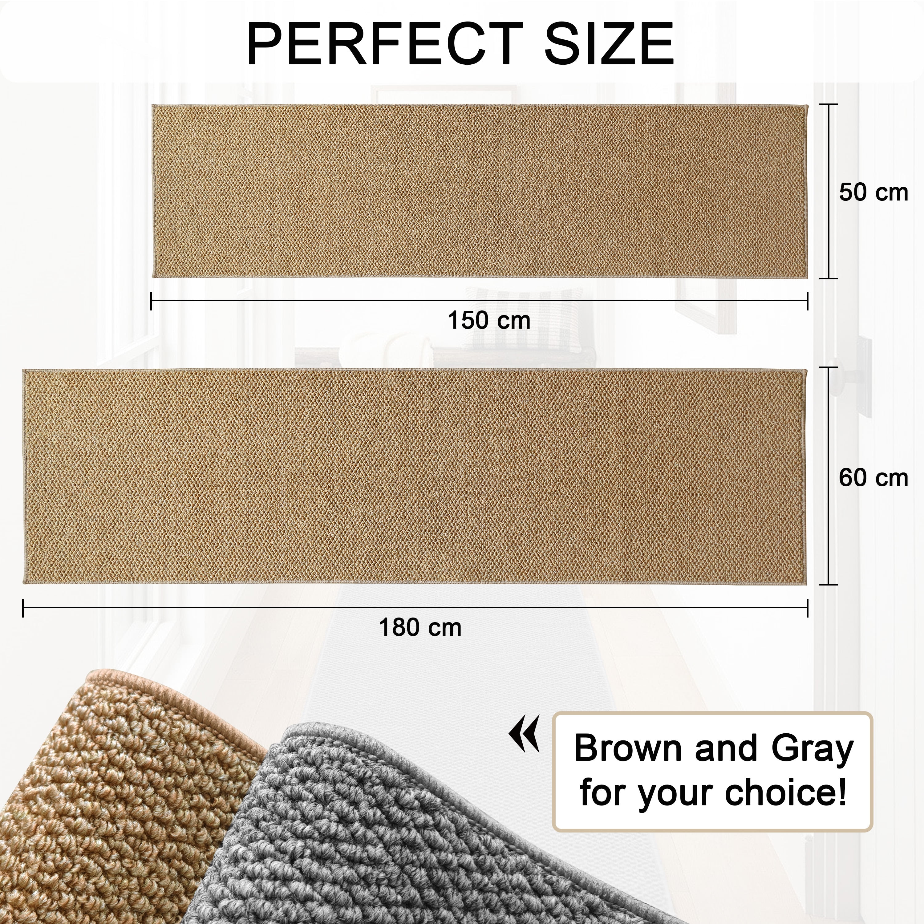 Artnice 3x5 Washable Area Rugs for Living Room, Faux Jute Rug Farmhouse Washable Rug, Non Slip Floor Carpet Mats for Kitchen, Entryway, Home Décor, Brown