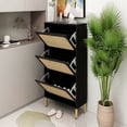 thumbnail image 2 of Sweiko Shoe Cabinet with 3 Flip Drawer Natural Rattan Shoe Cabinet Organizer Freestanding Wooden Shoe Rack Storage Cabinet With Metal Legs for Entryway Hallway Bedroom Mudroom Black, 2 of 9