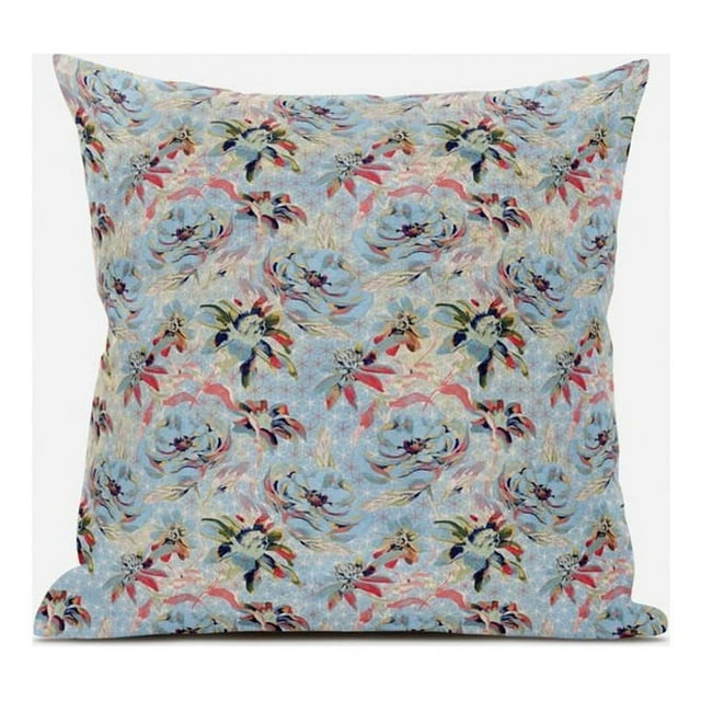 Roses Sprayed Stars Faux Suede Throw Fabric Pillow in Blue Gray 20x20