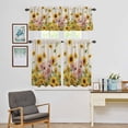 thumbnail image 5 of Kitchen Window Curtains Valance and Tier Set, Rustic Blossom Sunflower Pig Rod Pocket Tier Curtains and Valance 3 Piece Set, Spring Floral Animal on Linen Window Treatment for Bedroom Living Room, 5 of 9