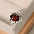 thumbnail image 2 of Oval garnet ring, engagement ring,sterling silver, January birthstone ring, 2 of 4
