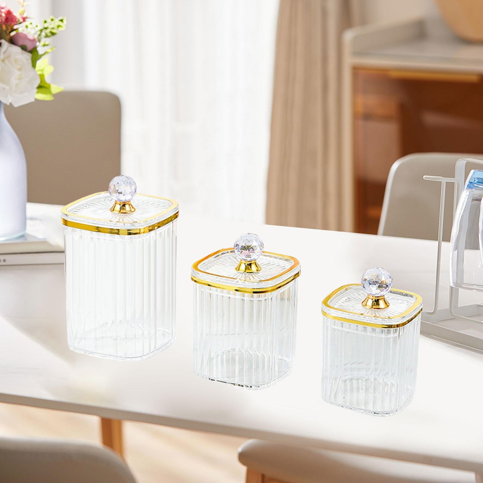 Baoblaze 3 Pieces Airtight Food Storage Container Grain Jar for Kitchen Wedding Candy Clear Big Diamond