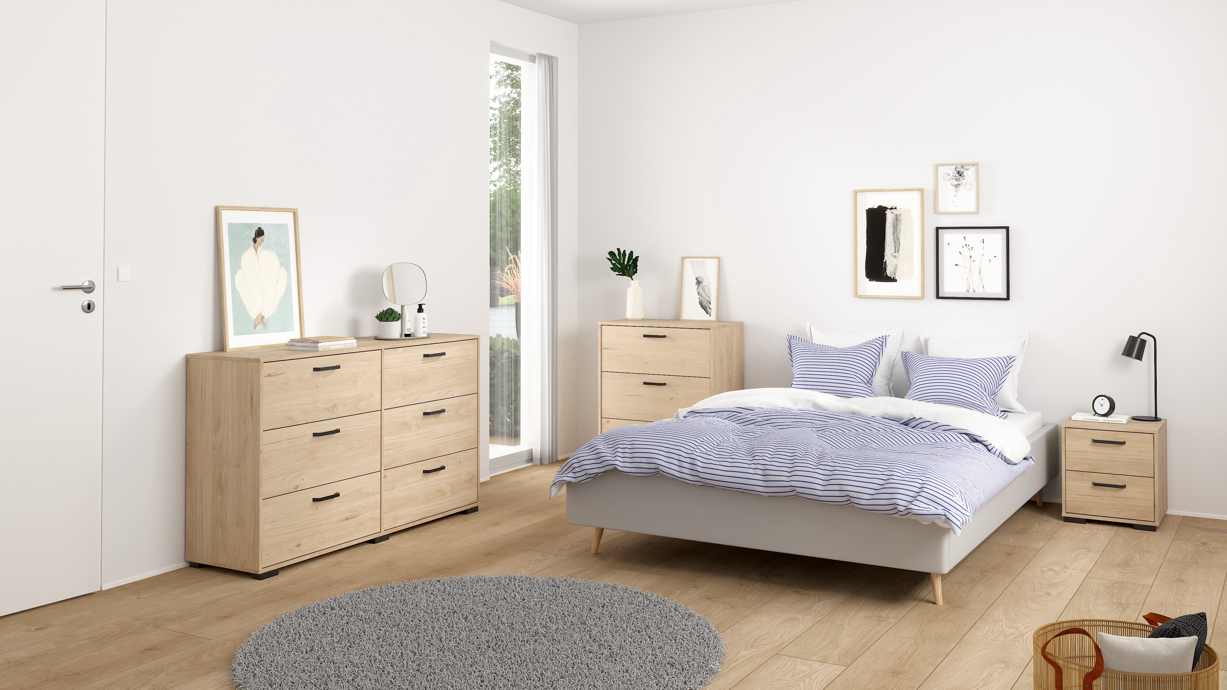 Tvilum Sofia 4-Piece Bedroom Set, Jackson Hickory
