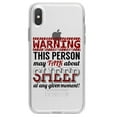 thumbnail image 1 of DistinctInk Clear Shockproof Hybrid Case for iPhone XS Max (6.5" Screen) - TPU Bumper Acrylic Back Tempered Glass Screen Protector - WARNING This Person May Talk About Sheep, 1 of 5