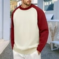thumbnail image 2 of JTieacloth Mens Knitted Sweaters Men's Sweater Coat Raglan Sleeve Color Block Knit Long Sleeve Pullover Casual Warm Winter Outwear Comfortable Soft Yarn Fashion Top(Red), 2 of 5