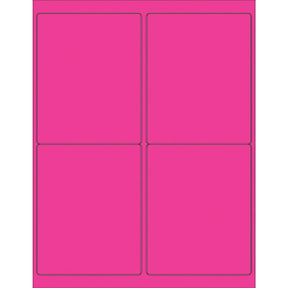 Box Partners Rectangle Laser Labels 4" x 5" Fluorescent Pink 400/Case LL181PK