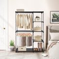 thumbnail image 4 of Metal Clothes Rack with 2 Hanging Rod and 4 Shelves, 45" Wide Portable Wardrobe Closet Organizer, Garment Rack Clothing Shelf, Black, 4 of 9