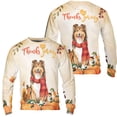 thumbnail image 3 of Happy Thanksgiving Shetland Sheepdog with Turkey Pumpkins Autumn Vibes All Over Print 3D Sweatshirt Unisex Merch Sheltie Dog Lover Gifts - 12018, 3 of 6