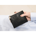 thumbnail image 4 of ZHAOCHENG Cartera pequeña para mujer (negro) Cartera pequeña vintage de piel sintética para mujer con cremallera y candado, 4 of 5