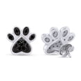 thumbnail image 3 of AFFY Black Diamond Accent Paw Print Womens Stud Earrings 14k White Gold Over 925, 3 of 6