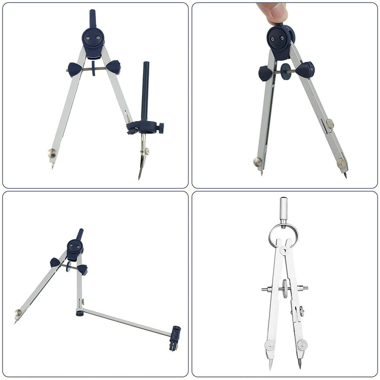 7 Pieces Geometry Set, Including Metal Compass Drawing Tool Scale