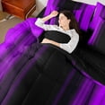 thumbnail image 4 of Manfei Neon Purple Stripe Bedding Comforter Set 7 Pieces, Modern Gradient Queen Bedding Sets, Contemporary Geometric Queen Sheet Sets, Luxury Bedroom Decor, 4 of 8