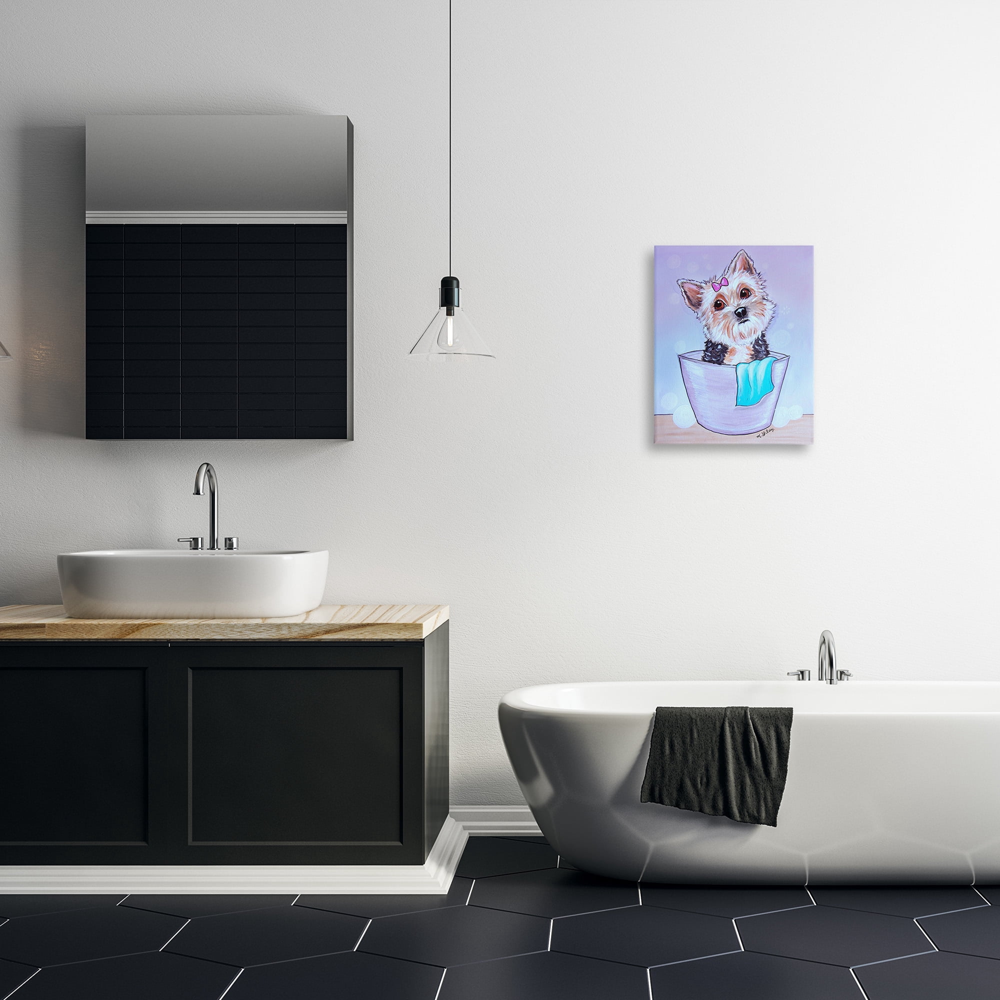 Stupell Industries Terrier with Soap Bubbles Animals & Insects Painting Gallery Wrapped Canvas Art Print Wall Art, 16 x 20