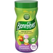 Benefiber Chewable Prebiotic Fiber Supplement Tablets for Digestive Health, Assorted Fruit Flavors - 100 Count