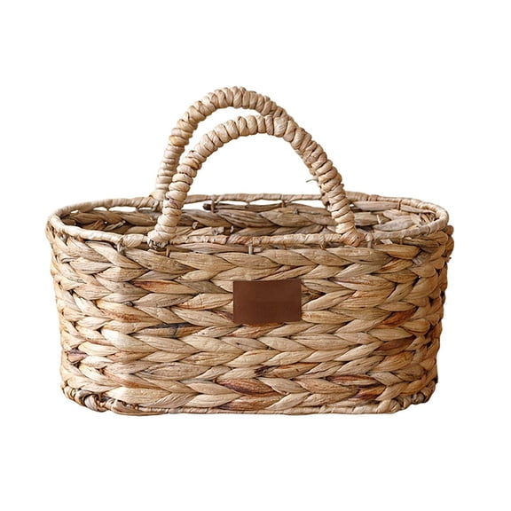 Handwoven Wicker Picnic Basket with Handles - Oval Gift and Storage Hamper for Camping, Outdoor, Fruit, , Easter Eggs, Candy, Thanksgiving, Birthday Gifts, and Home Organization