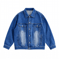 thumbnail image 7 of Akmaiox Men's & Big Men's Denim Jacket Button Up Long Sleeve Shirts Regular Fit Jean Trucker Jacket with Pockets Dark Blue XXXXL, 7 of 7
