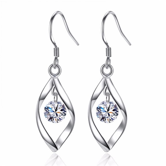 SDJMa Elegant Women Faux Crystal Rotating Dangle Hook Earrings, Ideal Valentines Costume Jewelry for Women