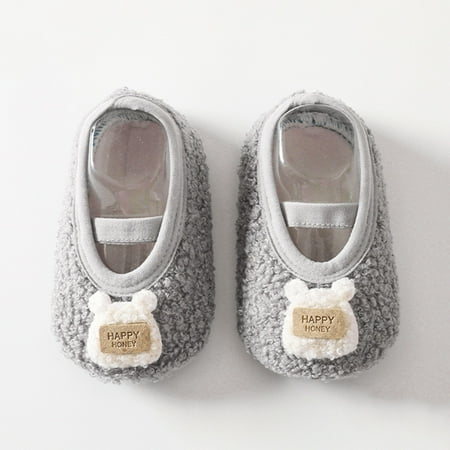 

TOWED22 Baby Sneaker Boys And Girls Cute Warm Toddler Shoes Indoor Floor Socks Non Slip Fashion Toddler Shoes Breathable Cartoon Grey