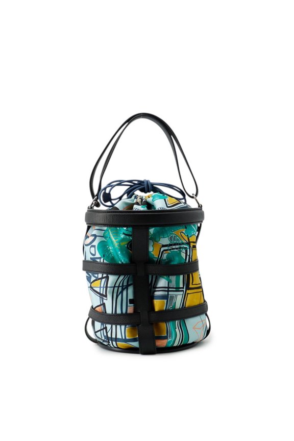 Pre-Owned Hermes handbag Musardine black multicolor Epsom silk X stamp HERMES