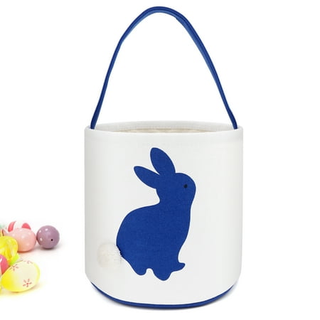 Cylinder Bunny Ear Easter Basket, Dual Layer Canvas Bag With Bunny Design for Easter Egg Hunt Basket Carrying Eggs Gifts for Kids Holding Toys Books School Project Lunch Box-Cylinder Bag- Dark