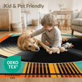 thumbnail image 4 of ODIKA 9'x12' Washable Area Rug Record Vinyl Vintage Retro Spinning Disc Equalizer Shaped Music for Dining Room, Basement, Large Office, Non-Slip Chair-Friendly, 4 of 7