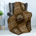 thumbnail image 4 of Chocolate Soft Flannel Fleece Throw Blanket, Cocoa and Chocolate Floral Inside Squares in Brown Shades, Cozy Plush for Indoor and Outdoor Use, 60" x 80", Cocoa Chocolate, by Ambesonne, 4 of 5